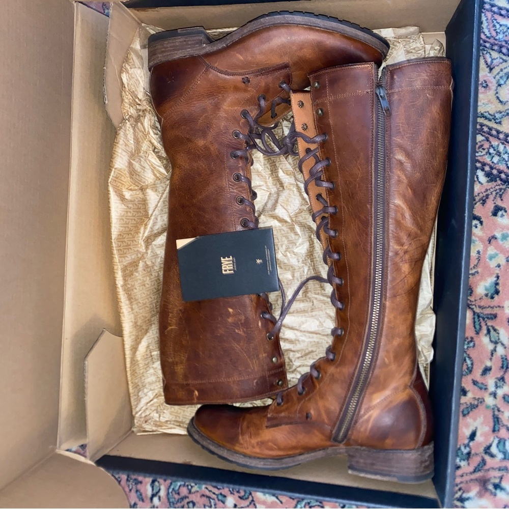 Frye Boots Melissa Tall Cognac 8.5M